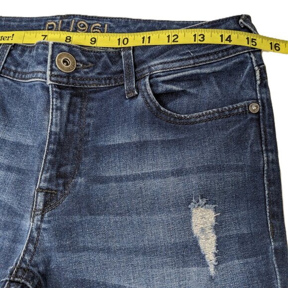 DL1961 Womens Low Rise Skinny Jeans Amanda Sz 28 x 29 Distressed Blue - Picture 11 of 16